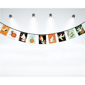 Vintage Halloween Banner Fabric Bunting Banner Flags Retro Style Banner